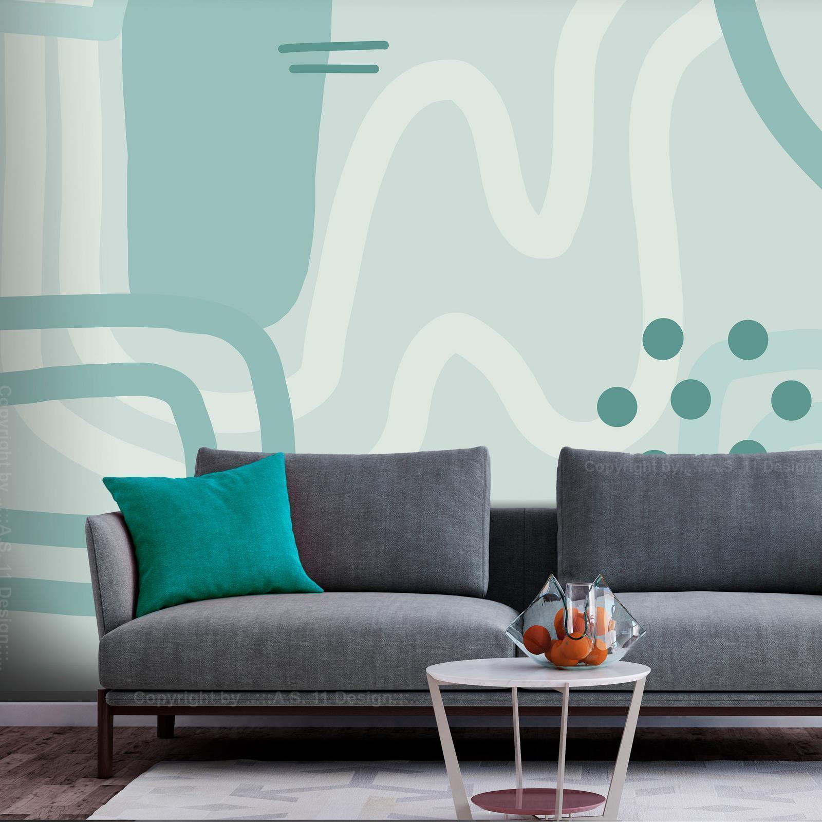 Papier peint - Geometric forms and patterns - abstract background with turquoise patterns