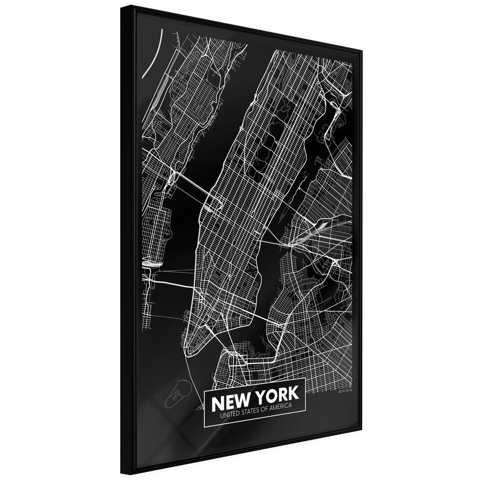 Affiche Carte de New York (Sombre)