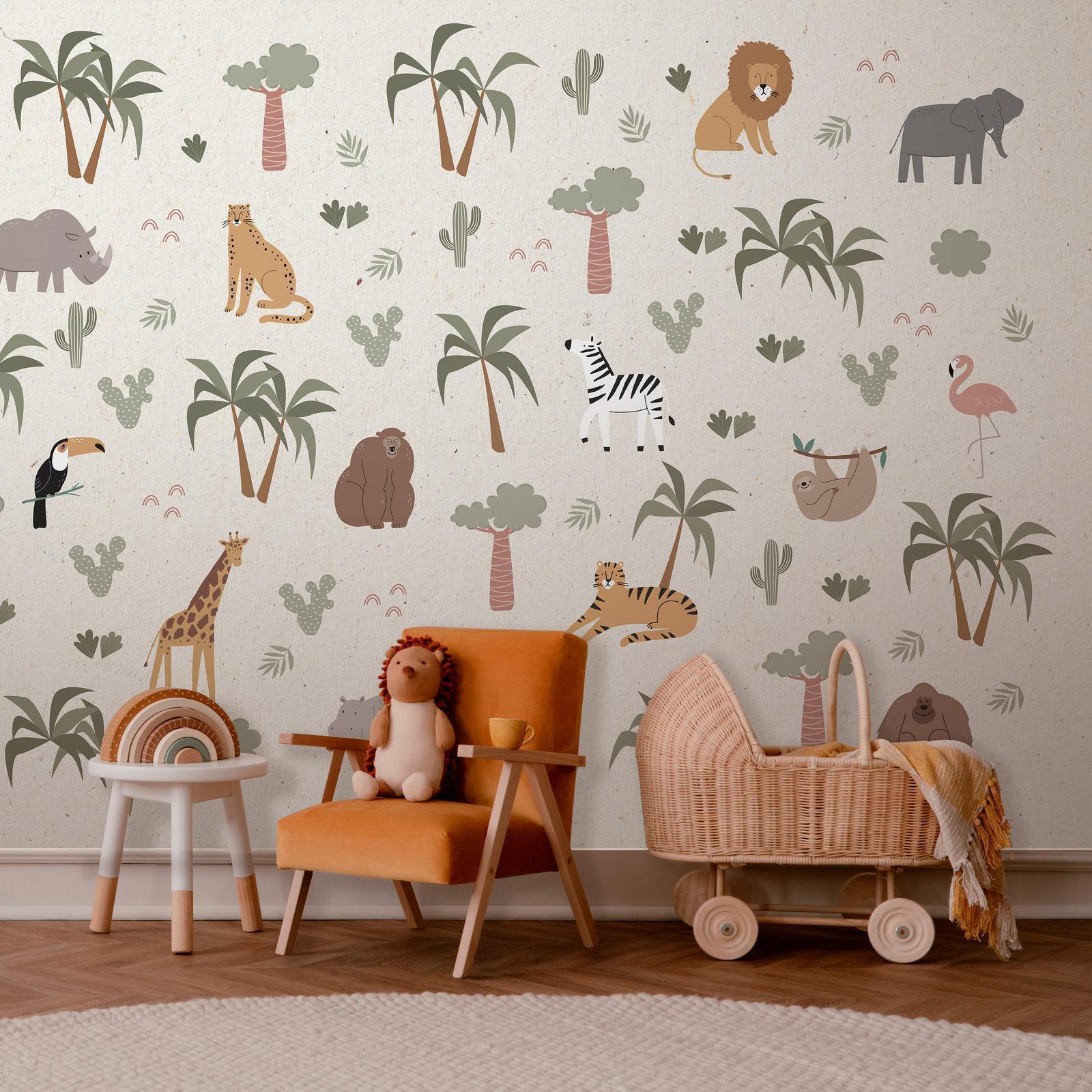 Papier peint - African Composition - Animals for the Children's Room on a Paper Background