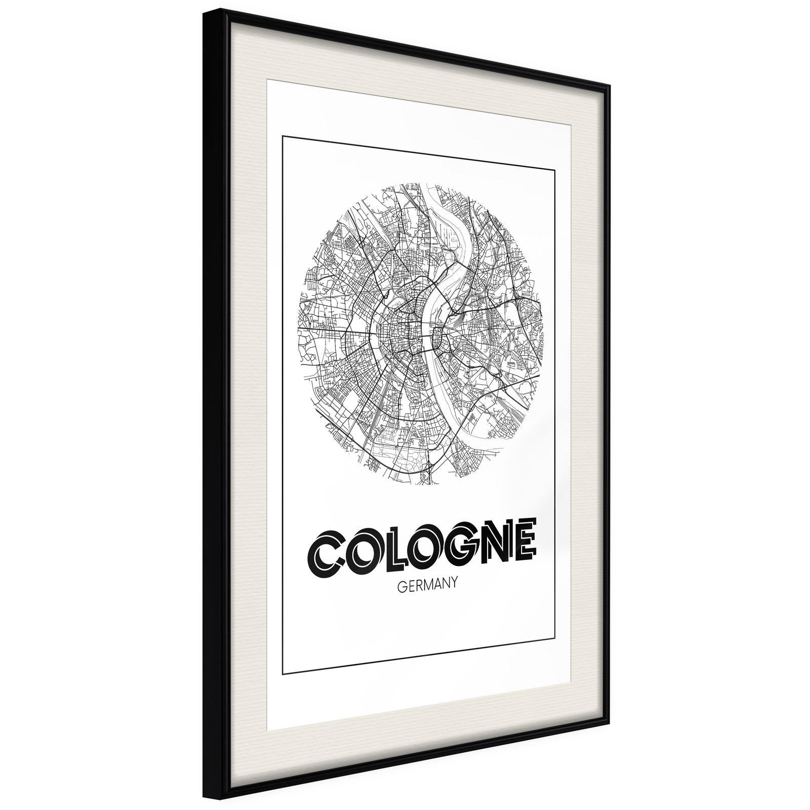 Poster Carte de la ville de Cologne