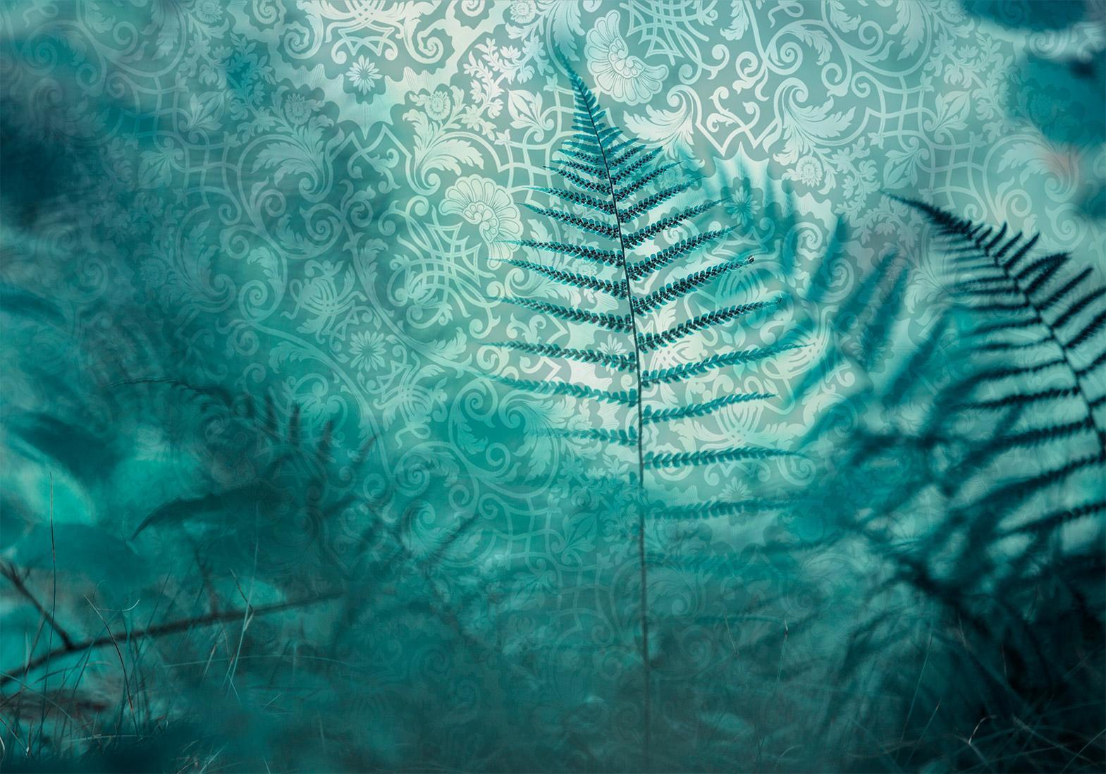 Papier peint - In a forest retreat - abstract composition with ferns and patterns