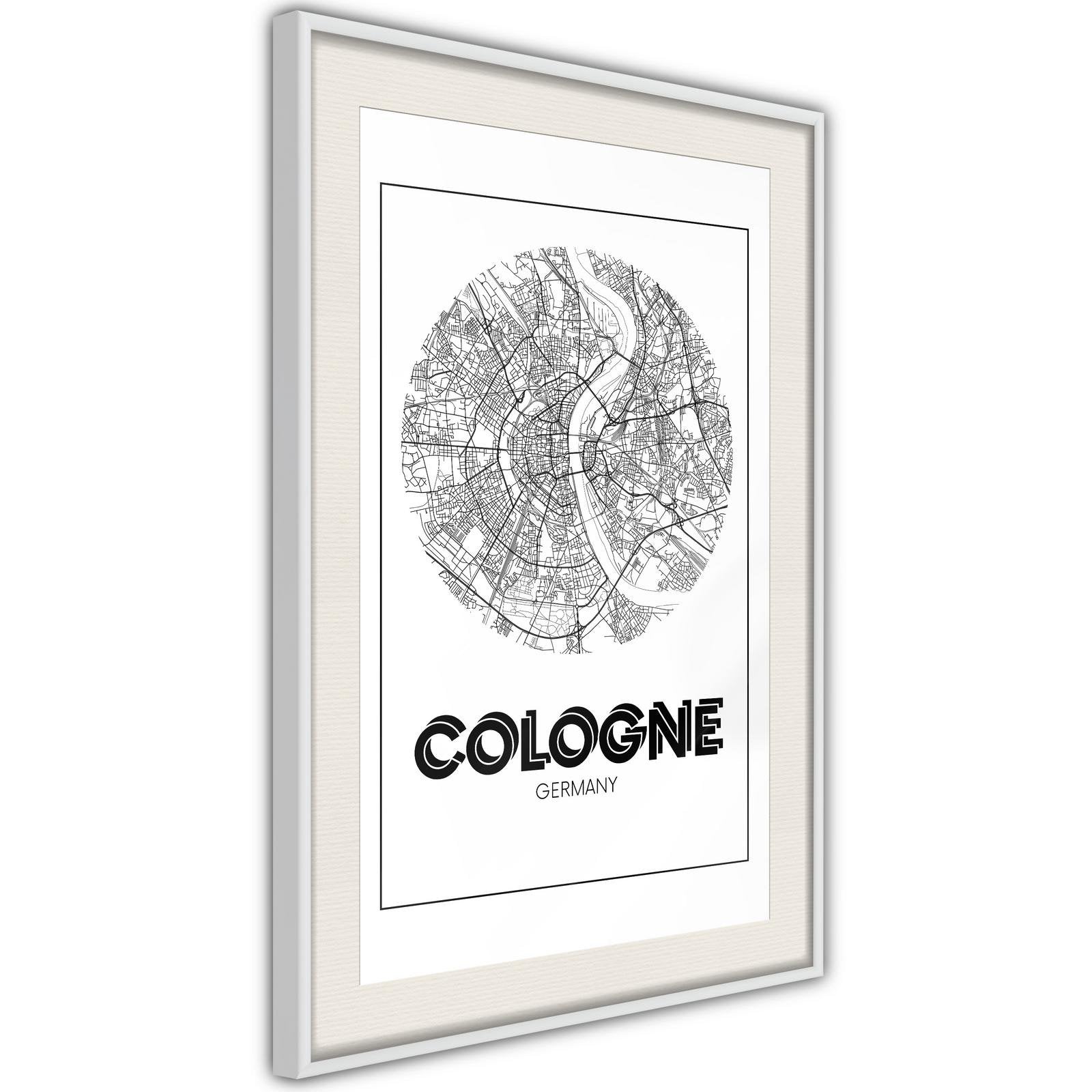 Poster Carte de la ville de Cologne