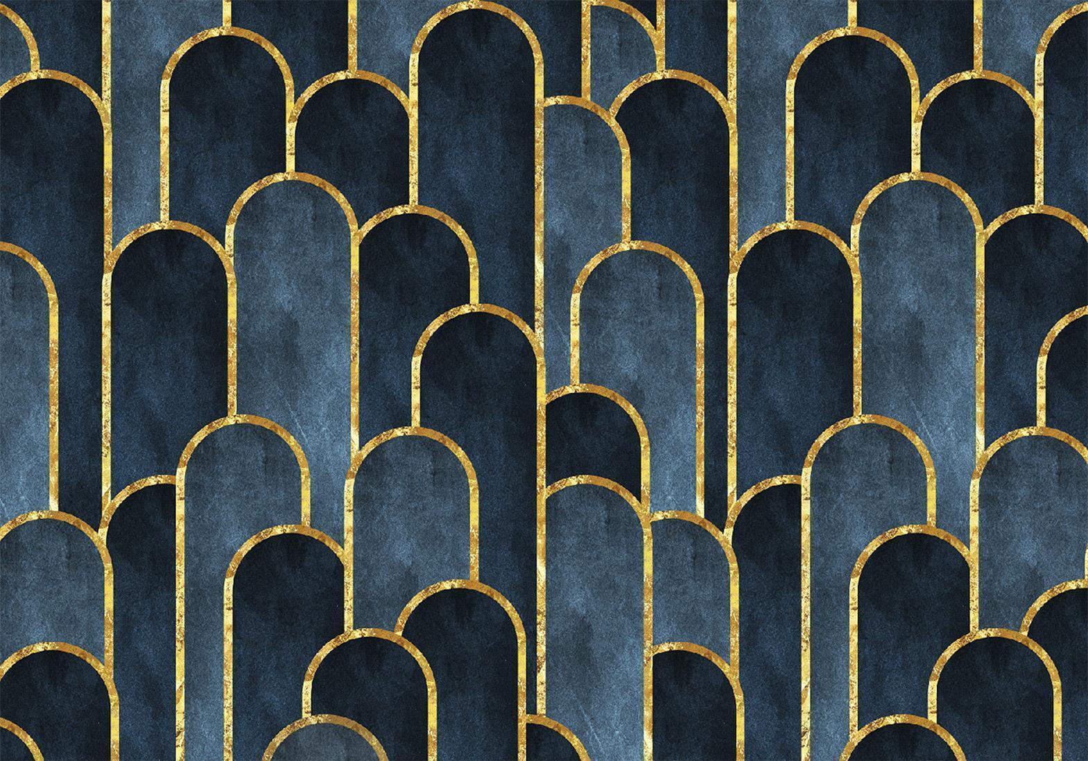 Papier peint - Gold and Navy Blue Pattern