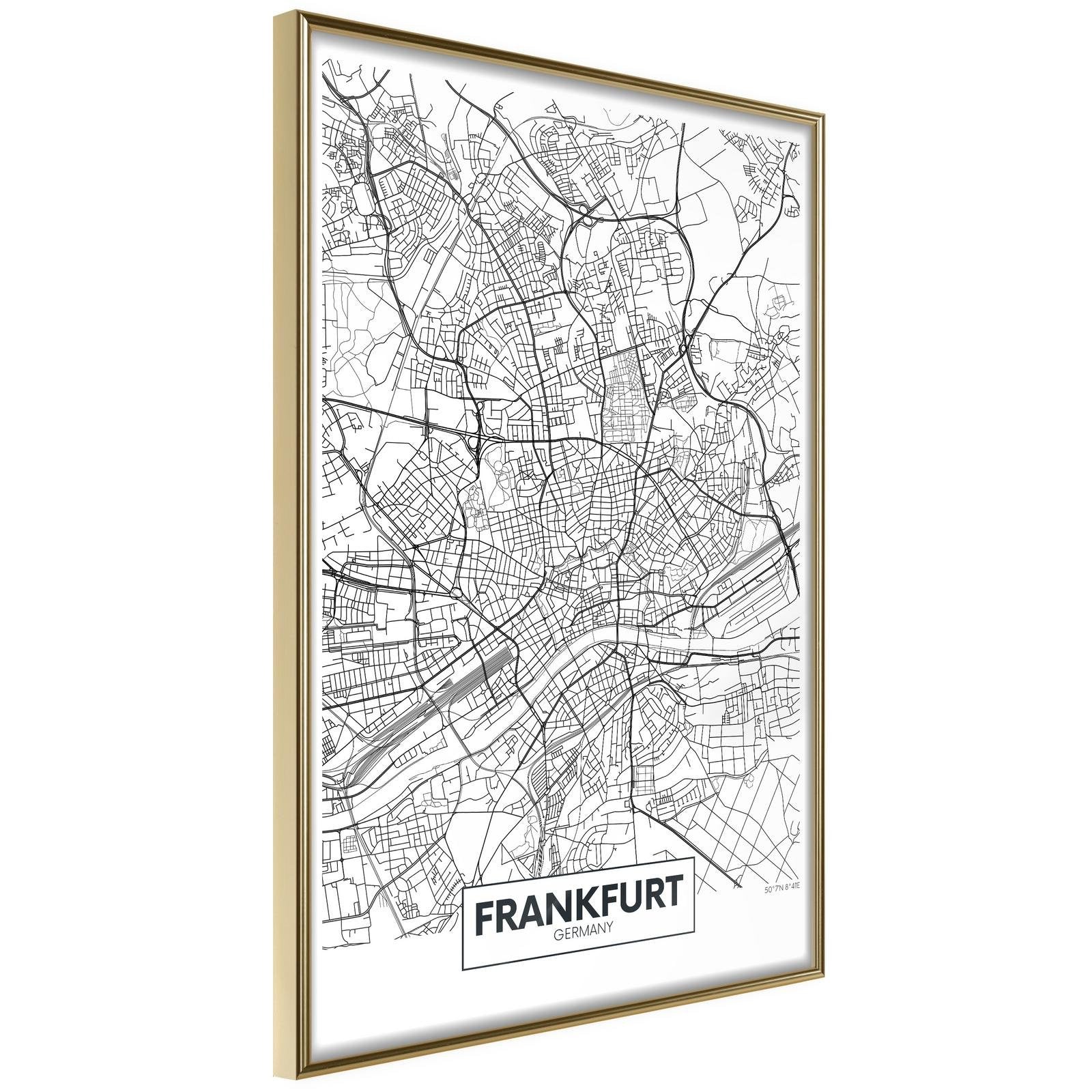 Poster carte de Frankfurt