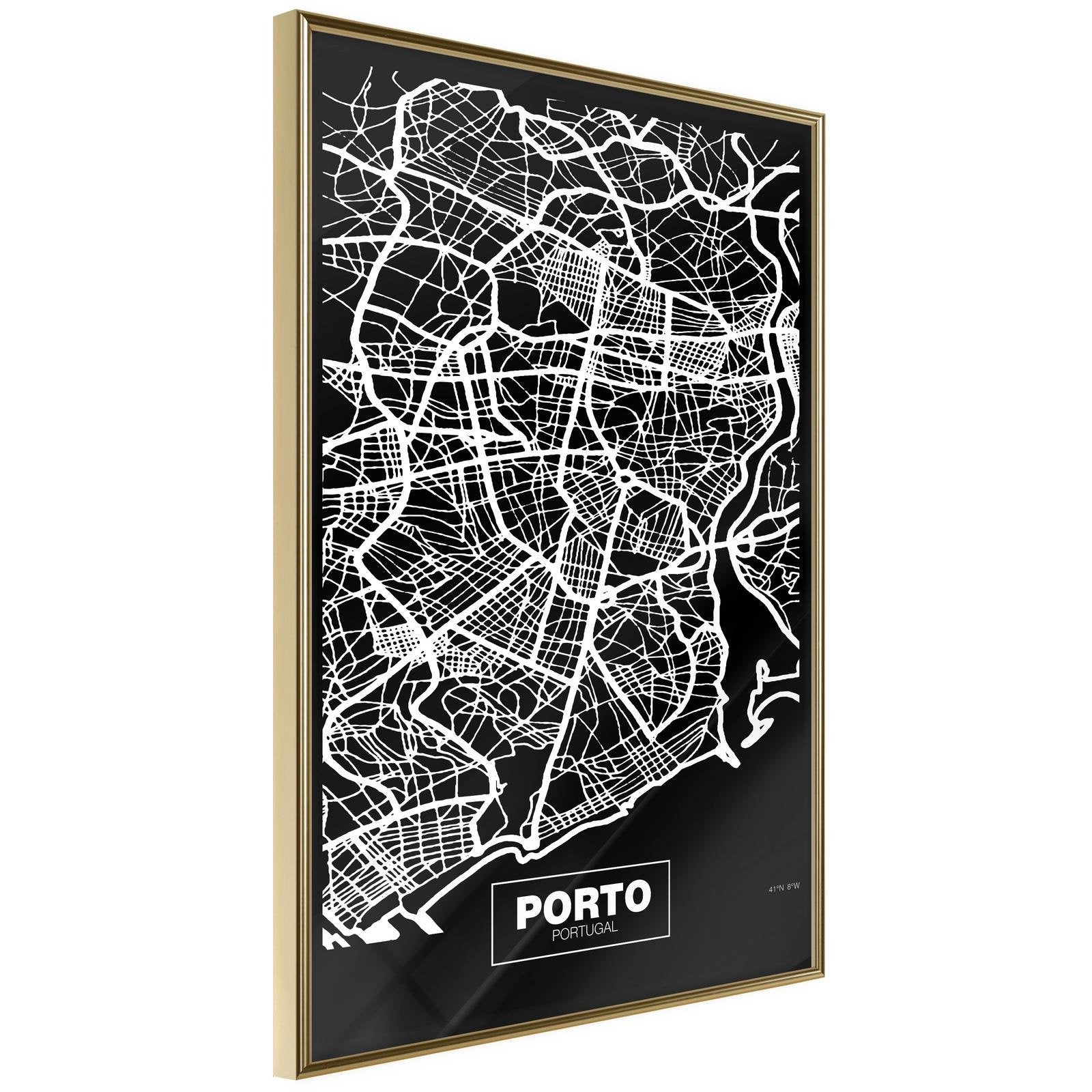 Poster Plan de Ville Porto - (Sombre)
