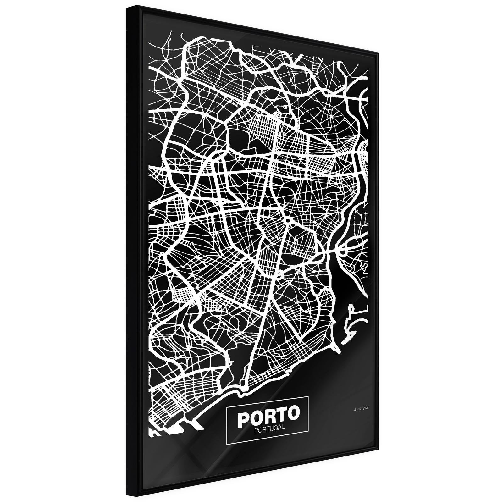 Poster Plan de Ville Porto - (Sombre)