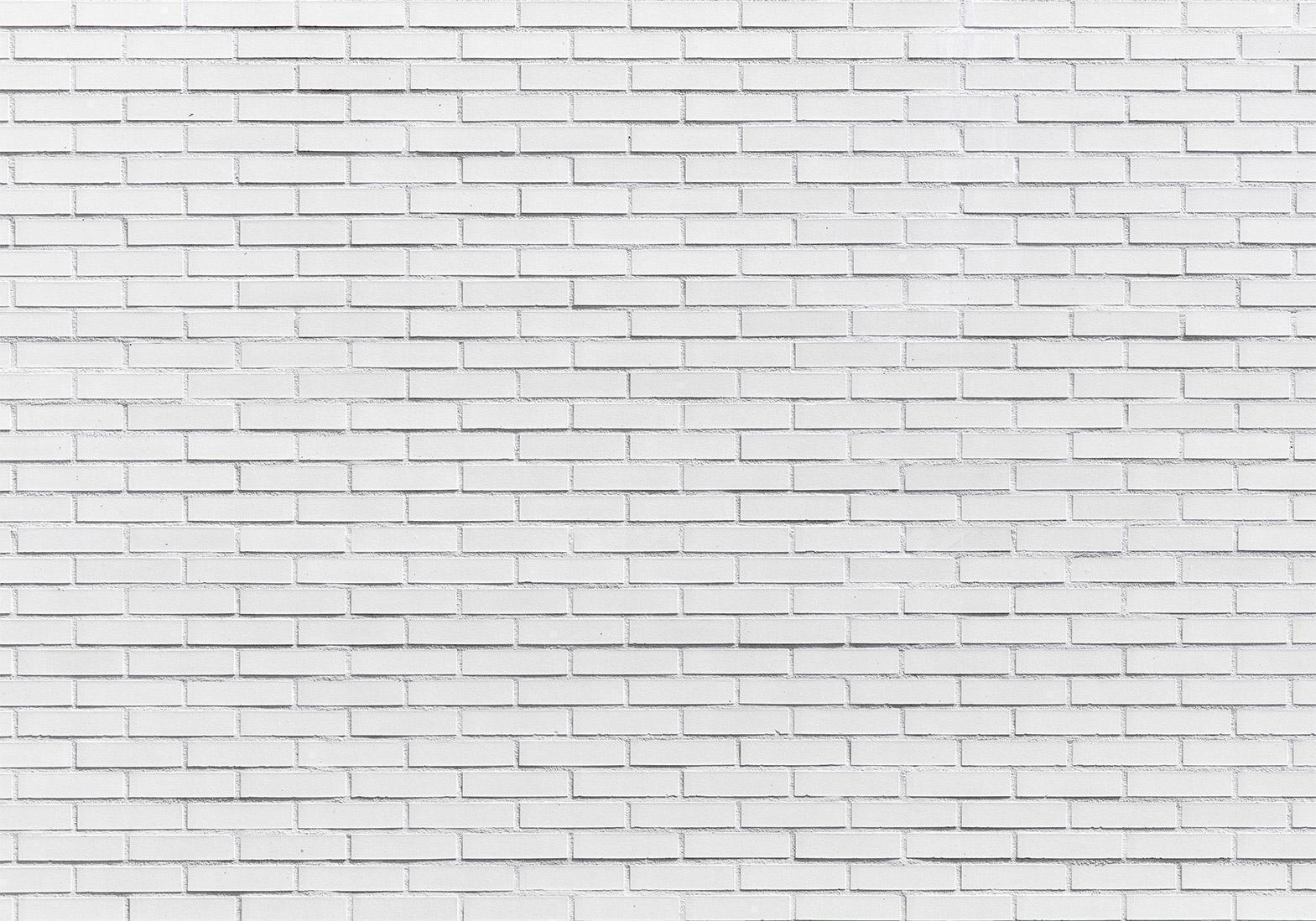 Papier peint - Snow Brick - Pattern Imitating a Brick Wall in White