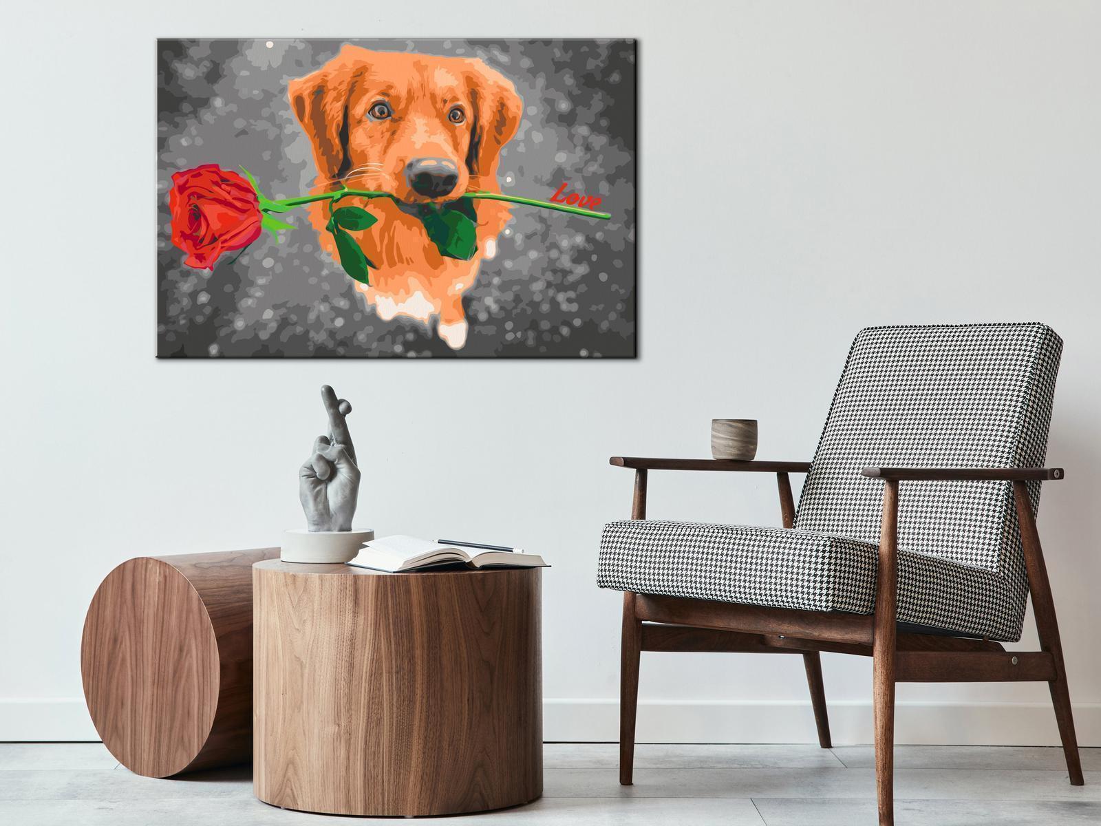 Peinture par numéros - Dog With Rose