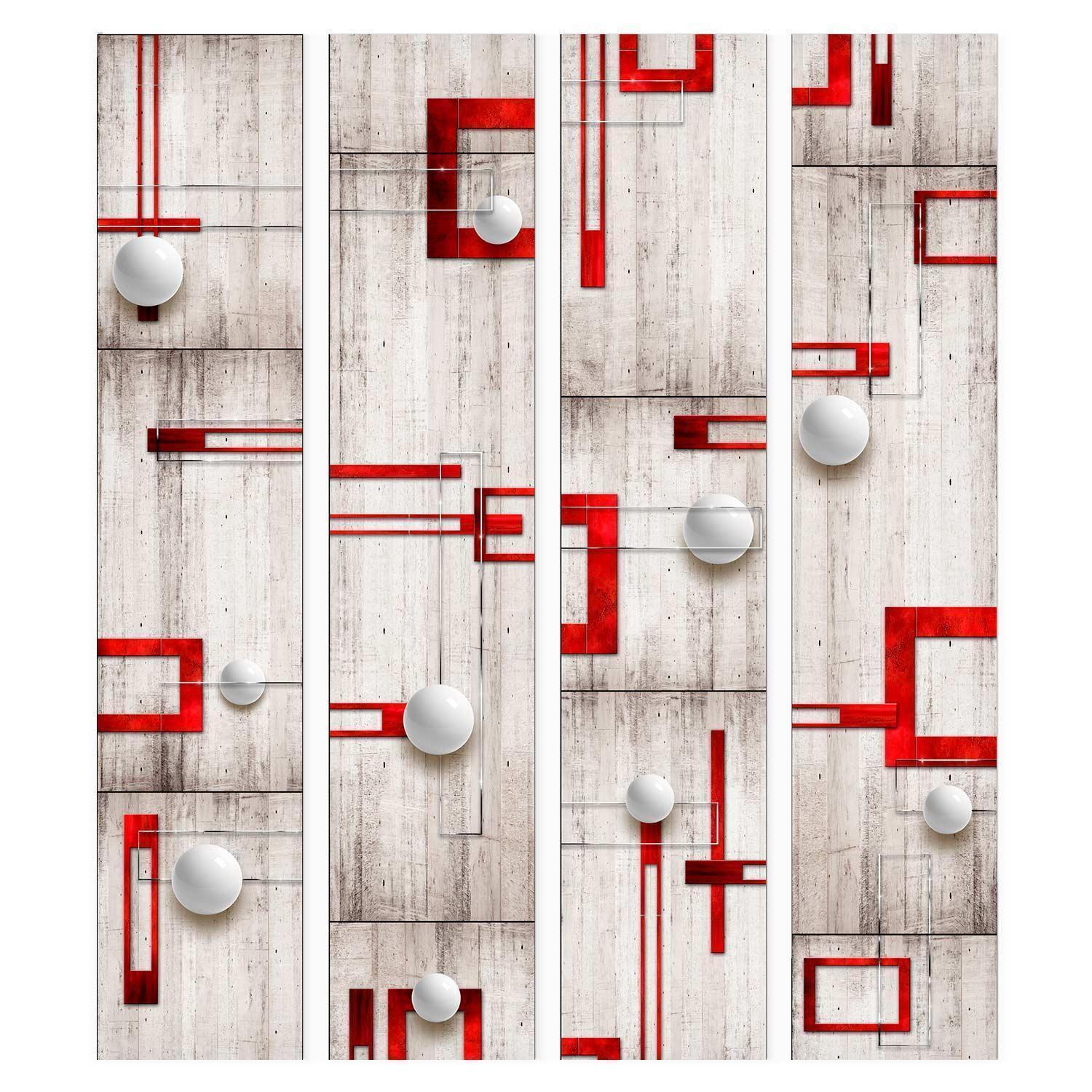 Tapisserie murale - Concrete, red frames and white knobs