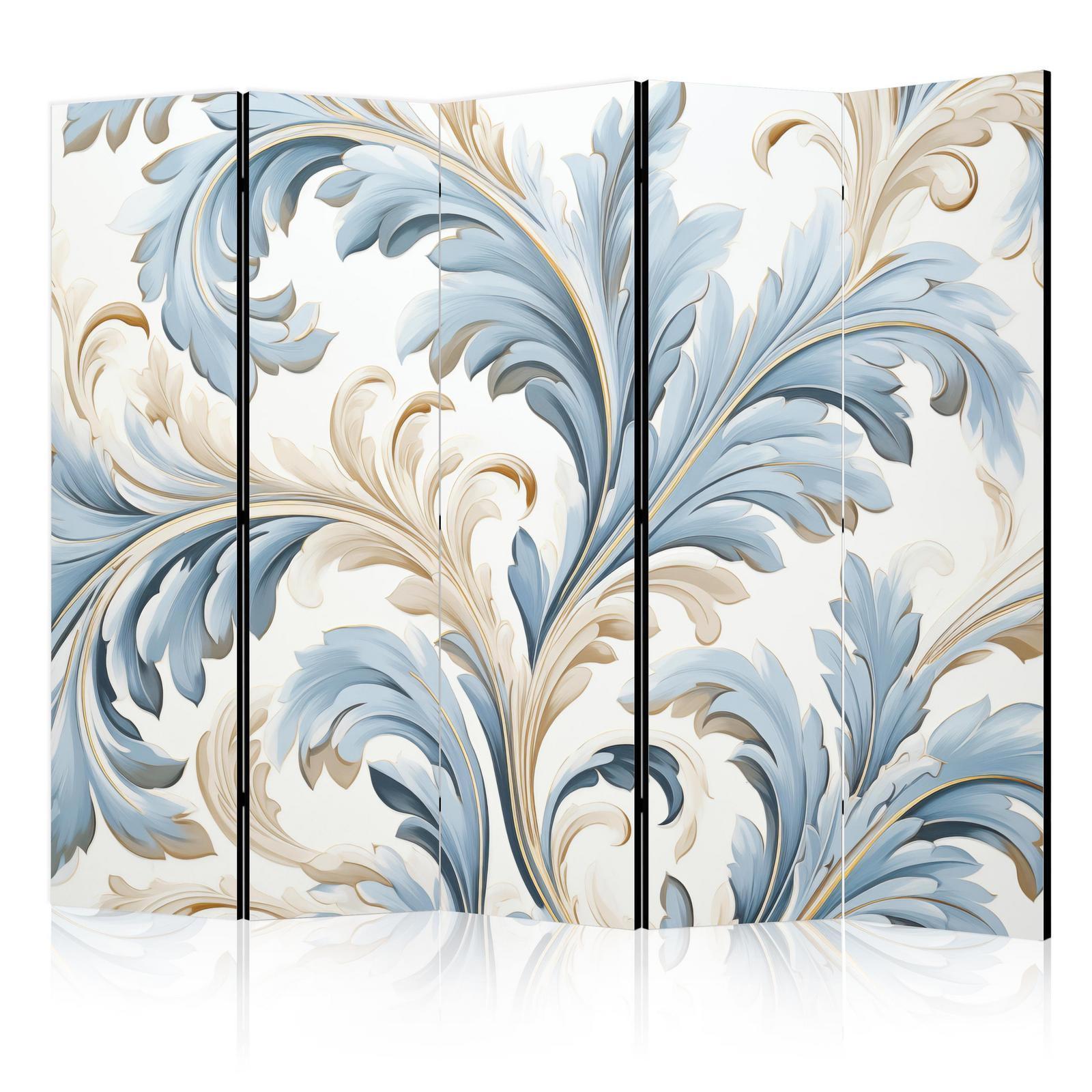 Paravent - Baroque Ornaments in Light Creamy Blue Colors