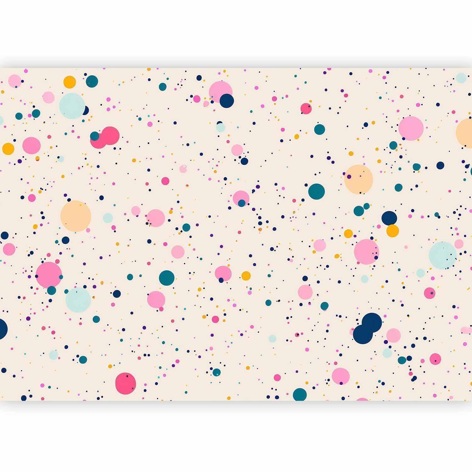 Papier peint - Dots Speckles and Splatters Multicolored Cheerful Pattern on a Light Pink Background