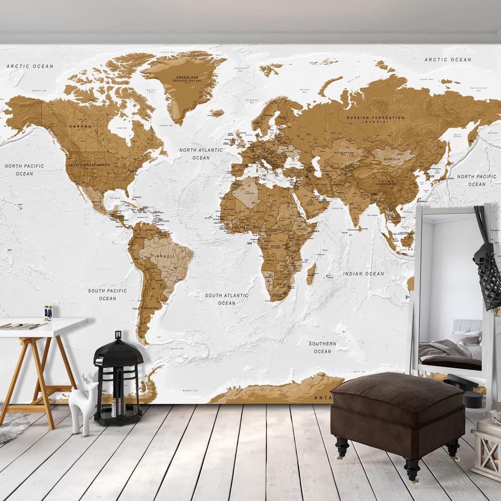 Papier peint - World Map: White Oceans