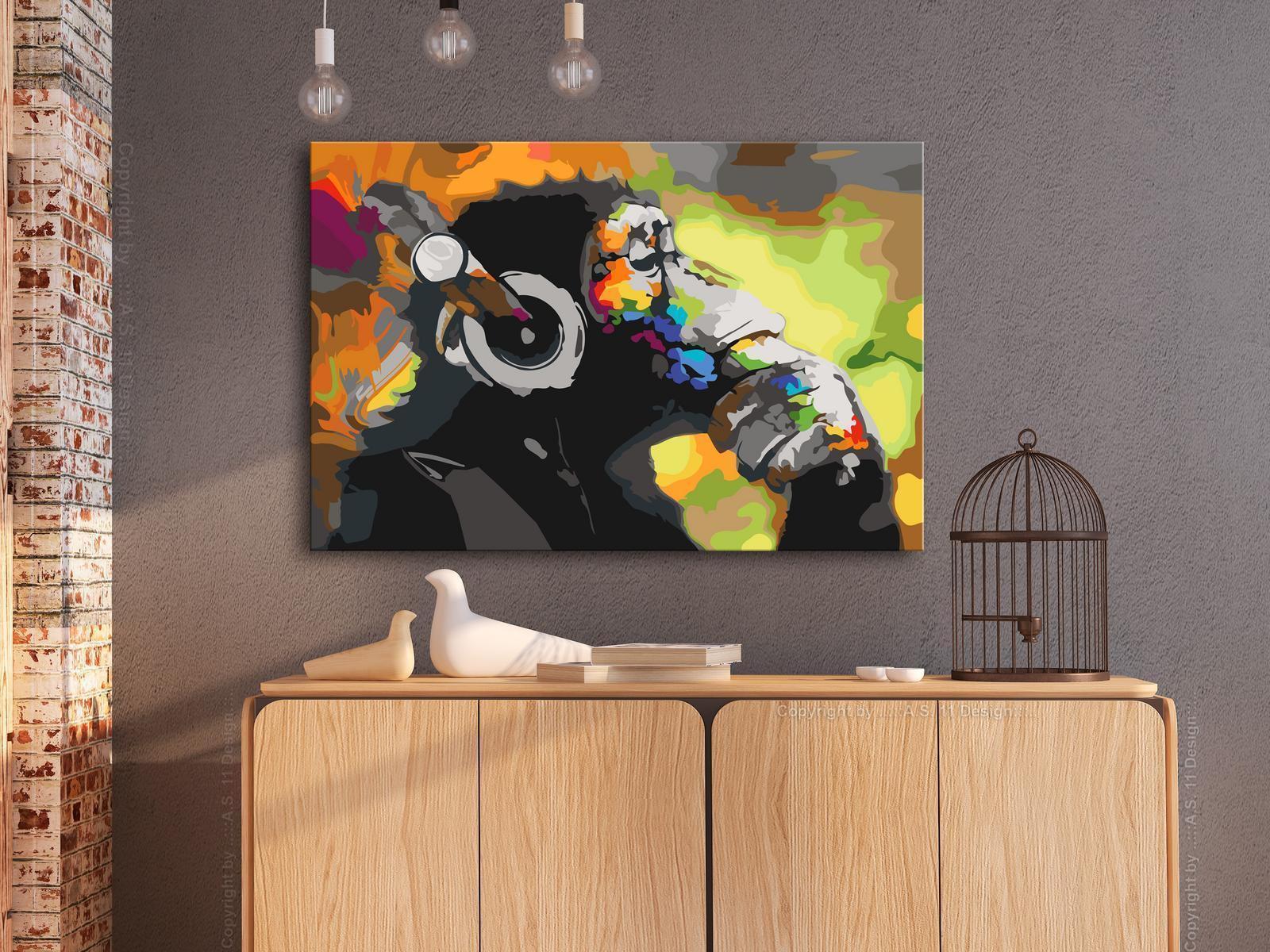 Peinture par numéros - Monkey In Headphones (Multi Colour)