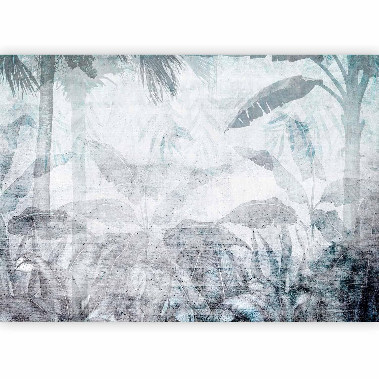 Papier peint - Vanishing jungle - landscape of exotic nature in blue tones