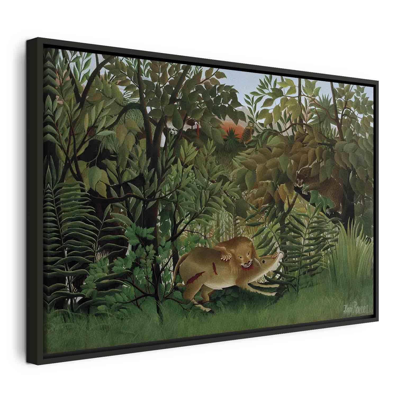 Tableau - Le Lion ayant faim se jette sur l'Antilope (Henri Rousseau)