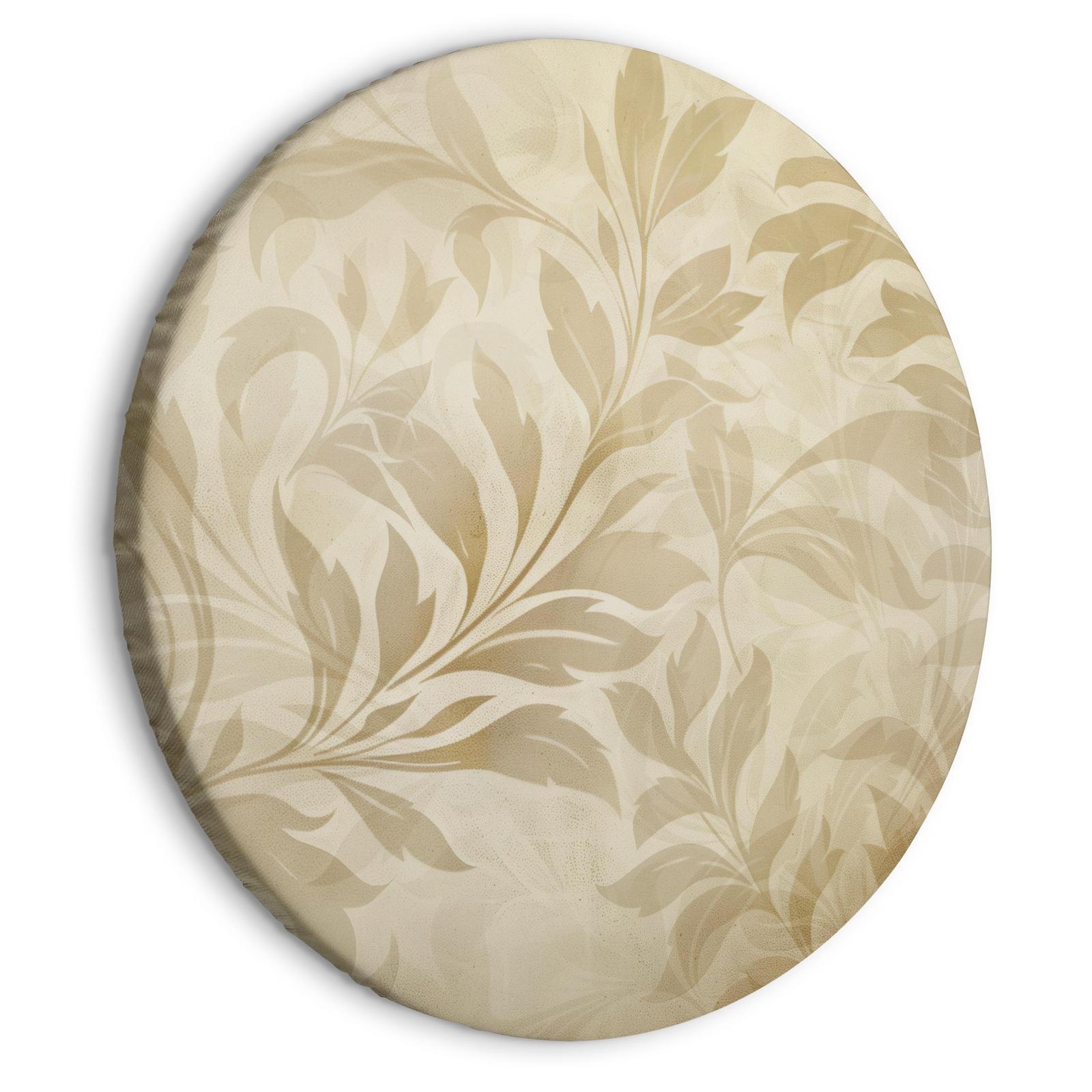 Tableau rond - Botanical Motif with Leaves and Vines in Sand Colors