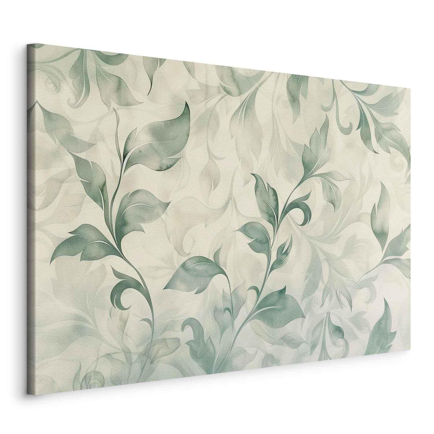 Tableau - Watercolor Botanical Motif Delicate Green-Beige Leaves