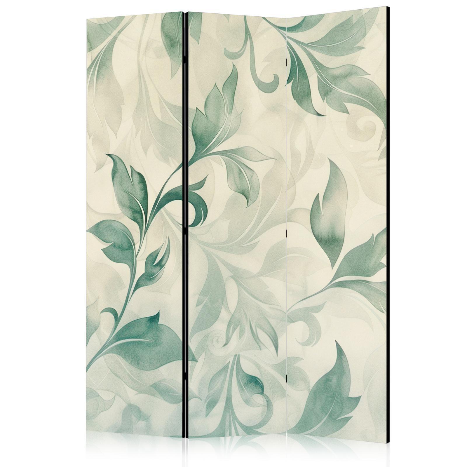 Paravent - Watercolor Botanical Motif - Delicate Green and Beige Leaves