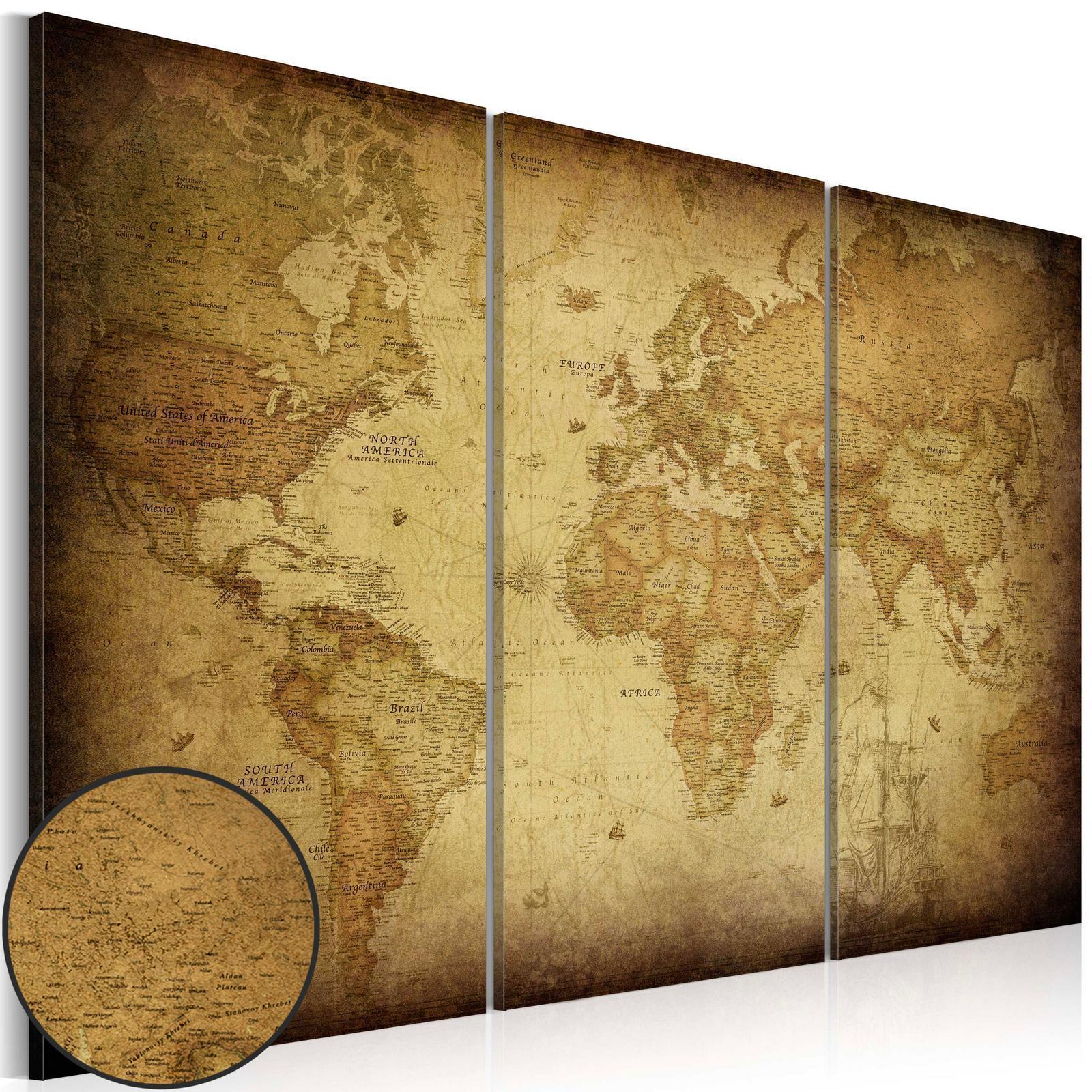 Tableau - Old map: triptych