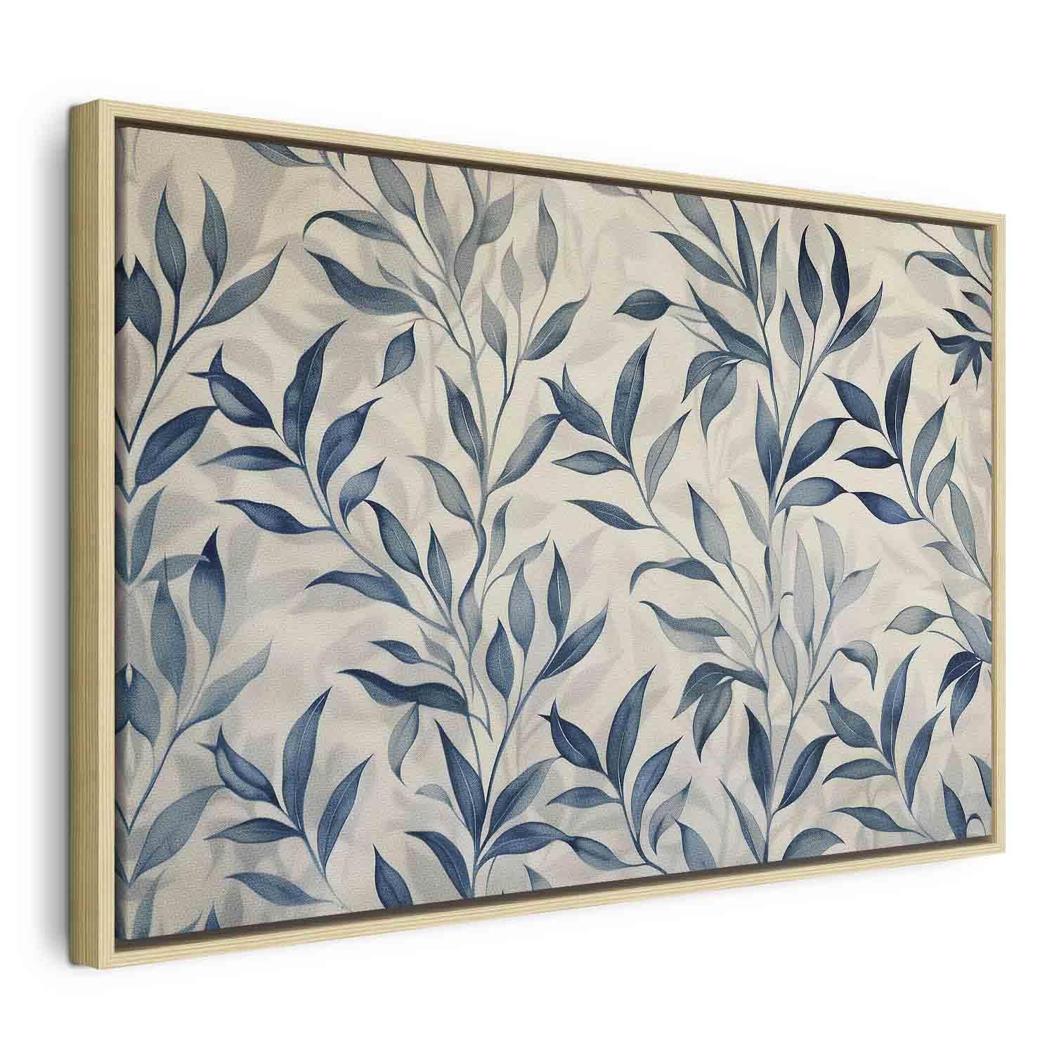 Tableau - Leaves in Blue Color Delicate Botanical Motif