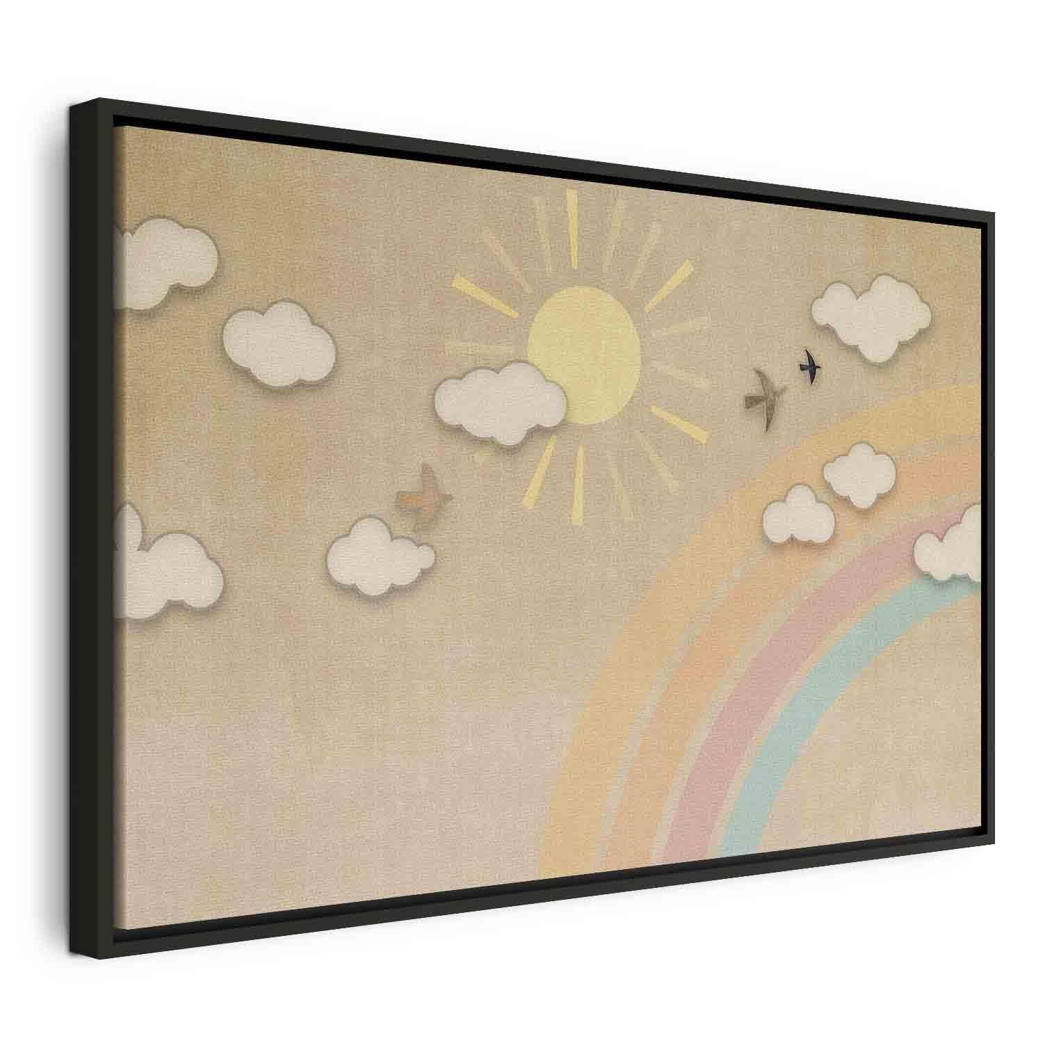 Tableau - Holiday Sky - Sunny Day with a Rainbow and Flying Birds