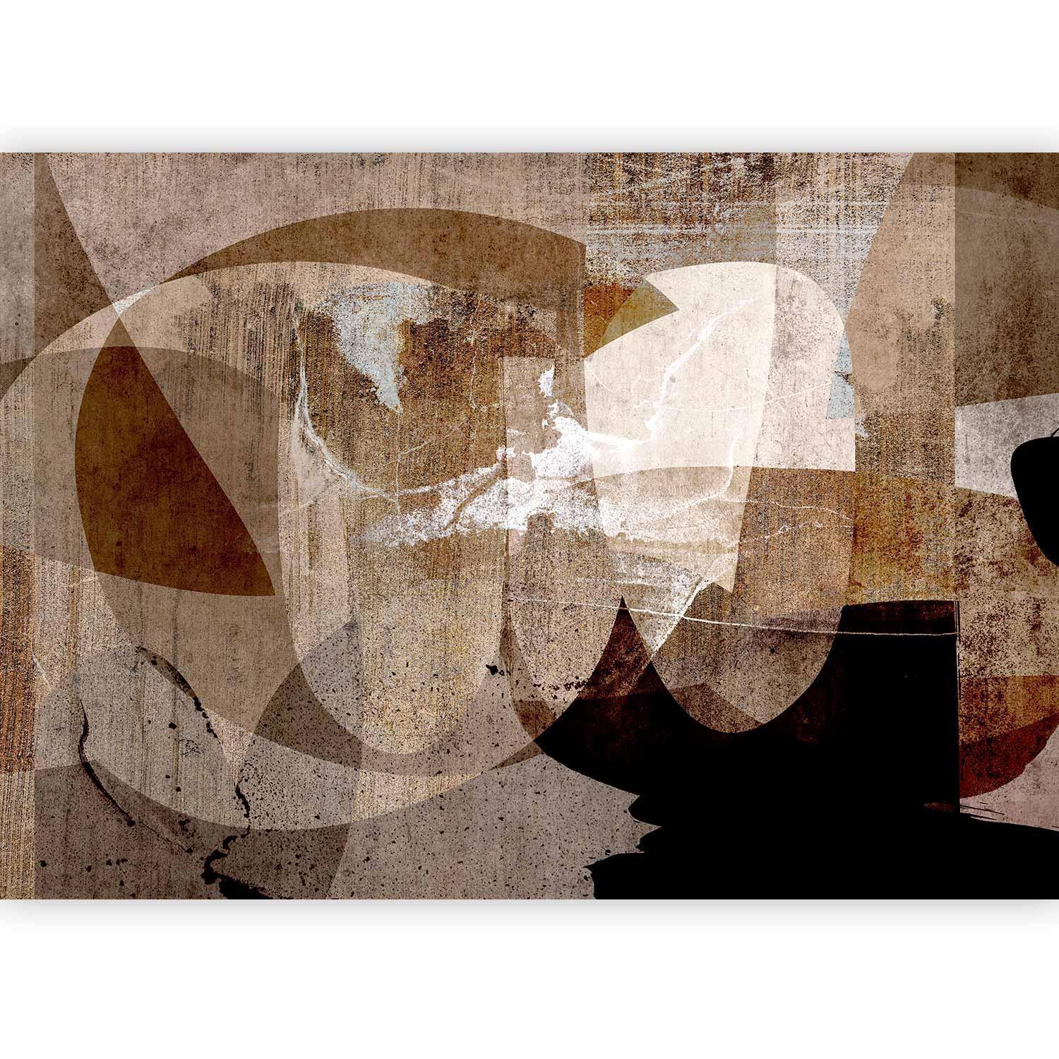 Papier peint - Geometric abstraction with shapes - composition in brown colours