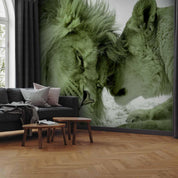 Papier peint - Lion Tenderness (Green)