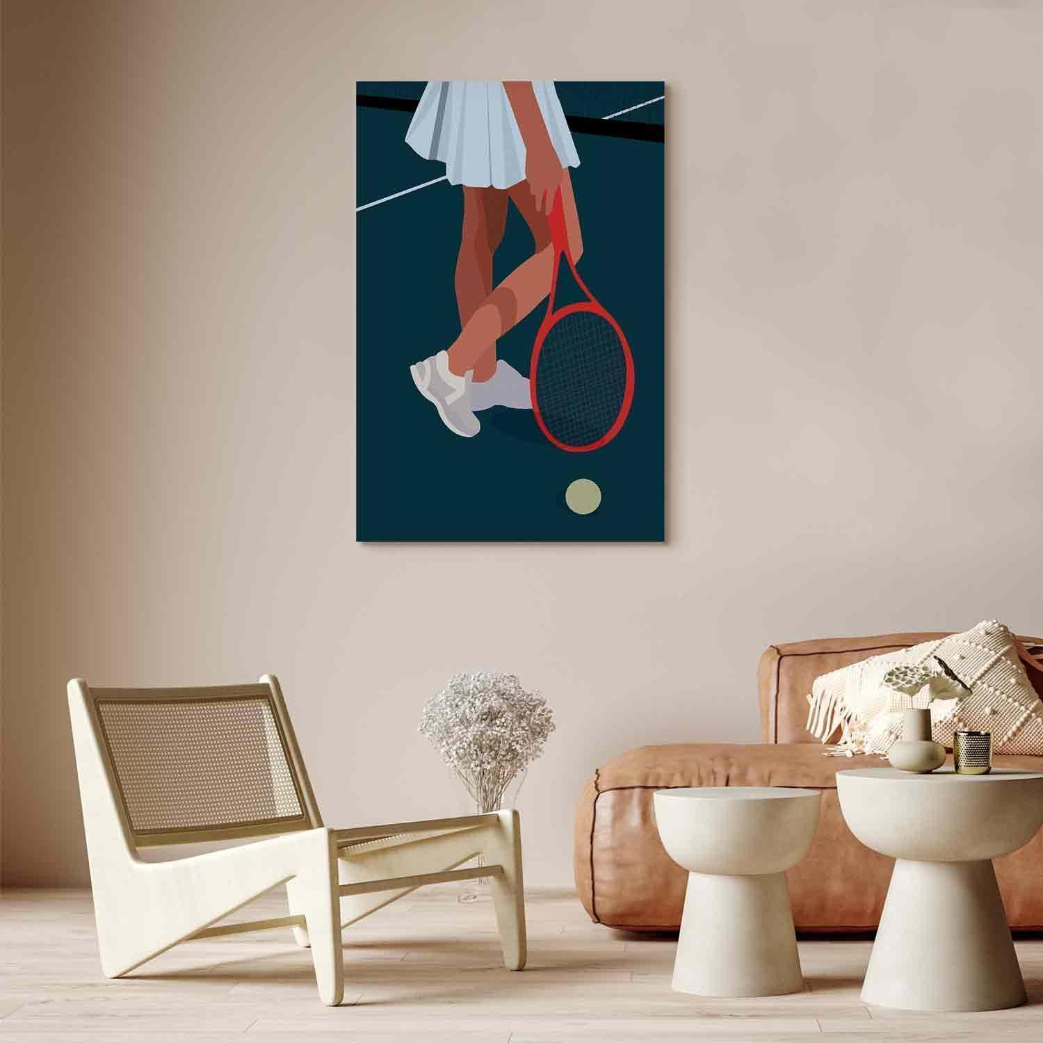 Tableau - Female Tennis Player With a Red Racket on the Court - Graphics