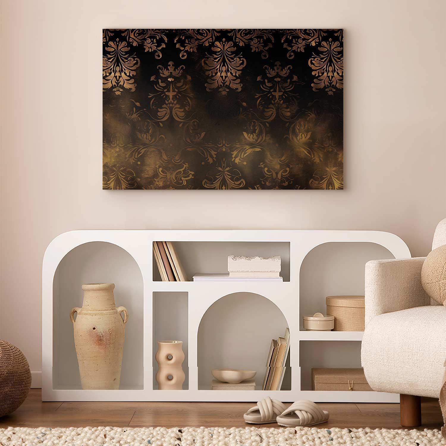 Tableau - Baroque Ornaments in Patinated Gold and Browns: Retro Motif