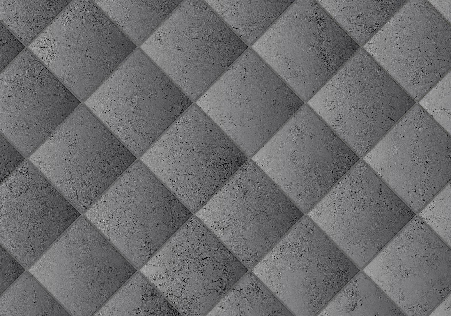 Papier peint - Grey symmetry - geometric pattern in concrete pattern with light joints