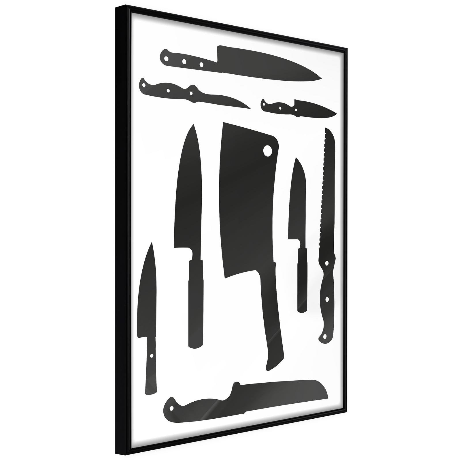 Poster couteaux de cuisine - Noir et blanc