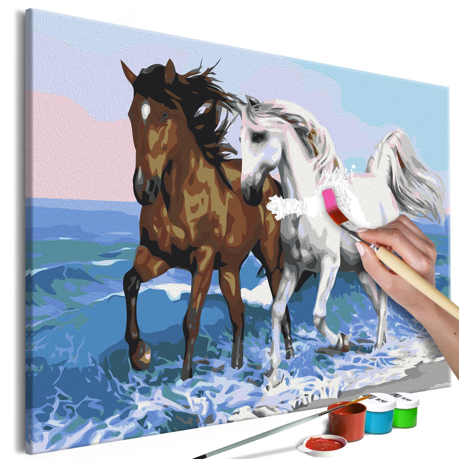 Peinture par numéros - Horses at the Seaside