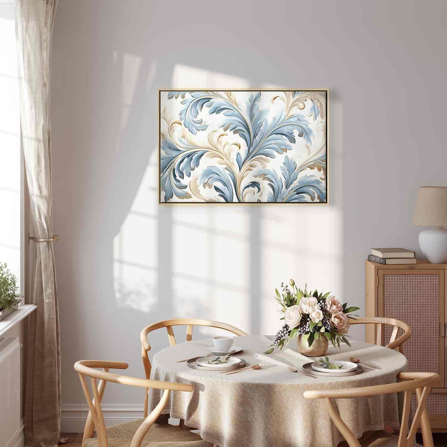 Tableau - Baroque Ornaments in Light Cream-Blue Hues