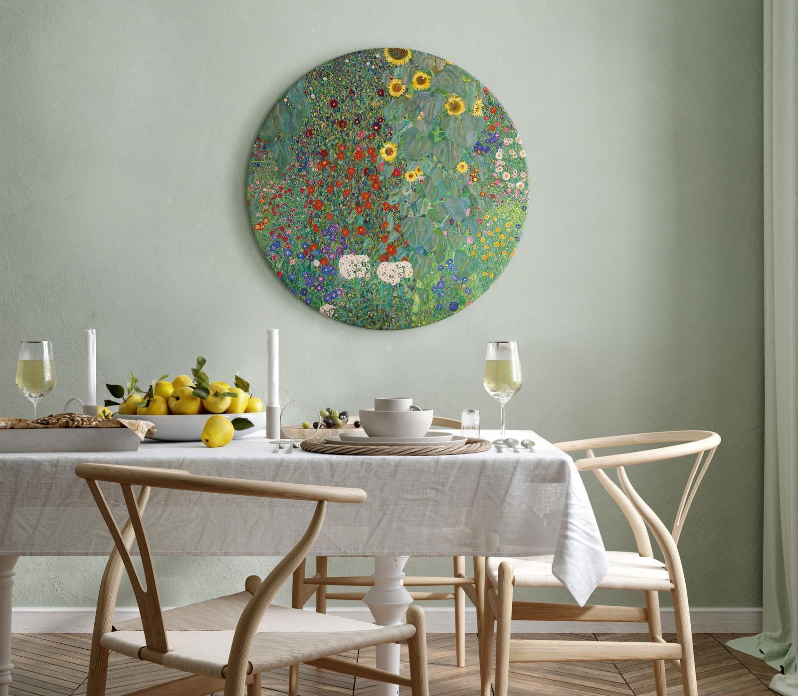 Tableau rond - Country Garden With Sunflowers, Gustav Klimt - Multi-Colored Flowers