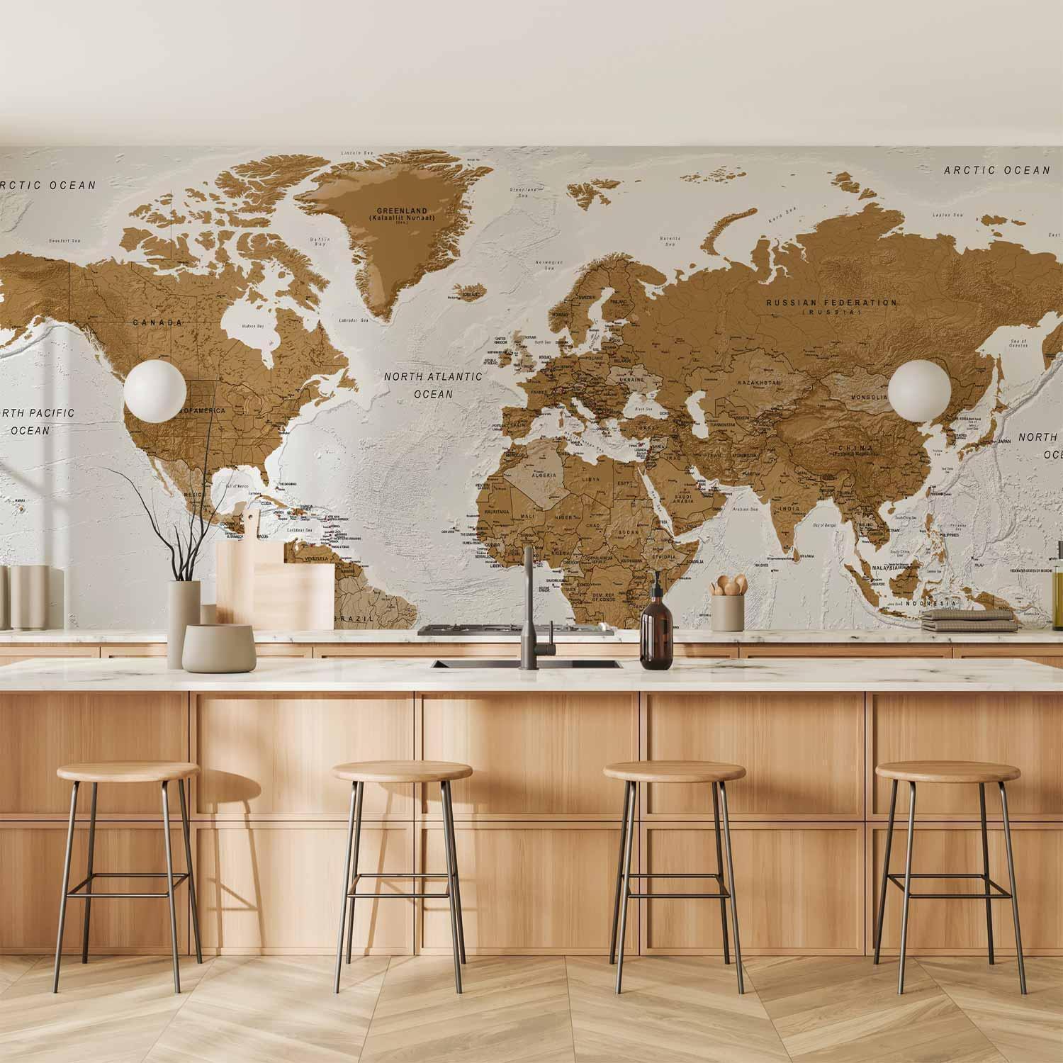 Papier peint - World Map: White Oceans