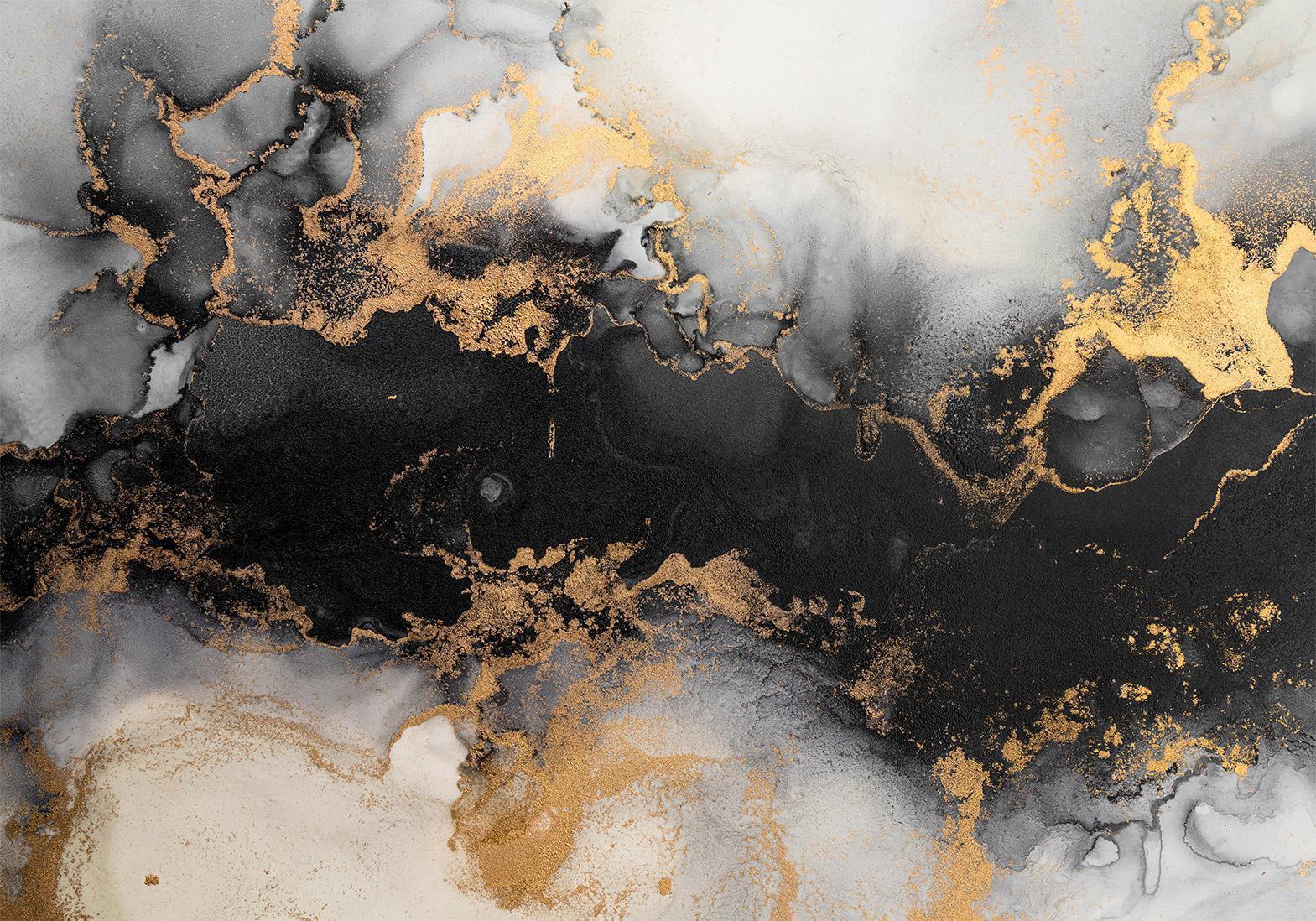 Papier peint - Gold Explosions - an Abstract Pattern Inspired by Marble