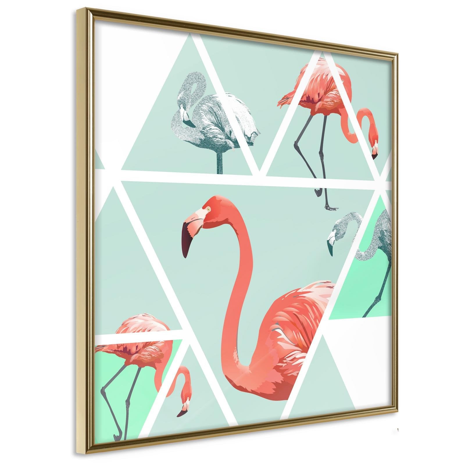 Poster Mosaïque Tropicale avec Flamants