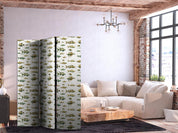 Paravent - Unusual Species of Fish - A Cluster of Fish in Muted Colors in Retro Style on a Background of Beige Strokes