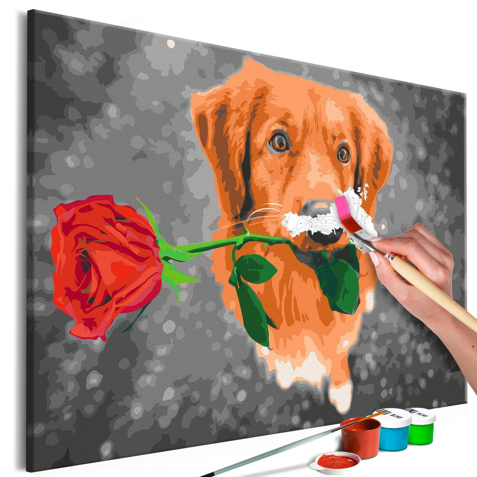 Peinture par numéros - Dog With Rose