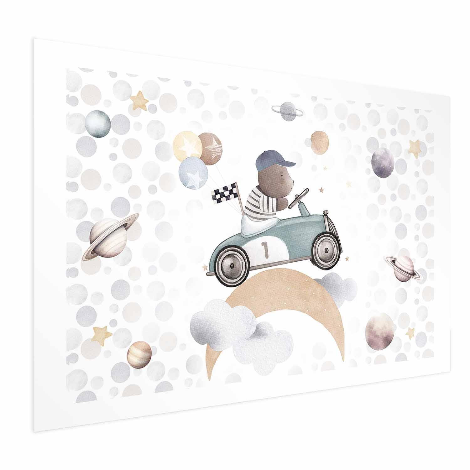 Poster - Bear in a Race Car