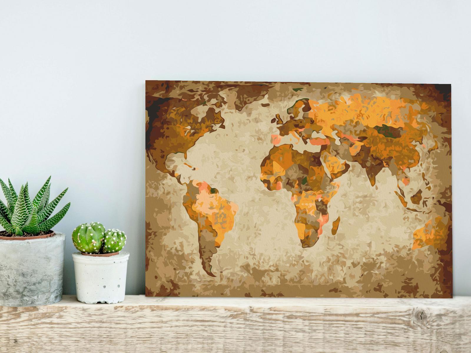 Peinture par numéros - Brown World Map