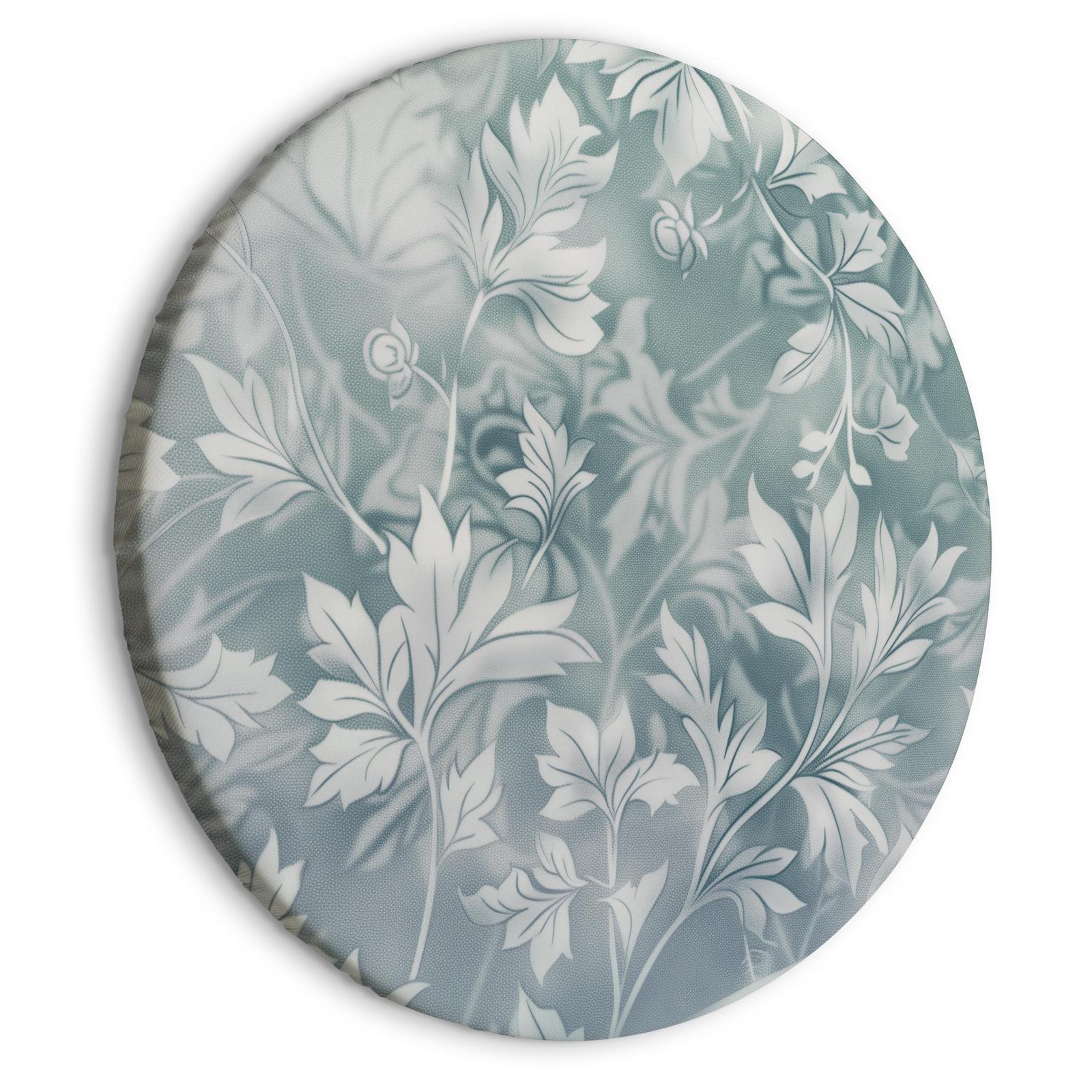 Tableau rond - Ornaments in Worn Muted Turquoises: Delicate Plant Pattern