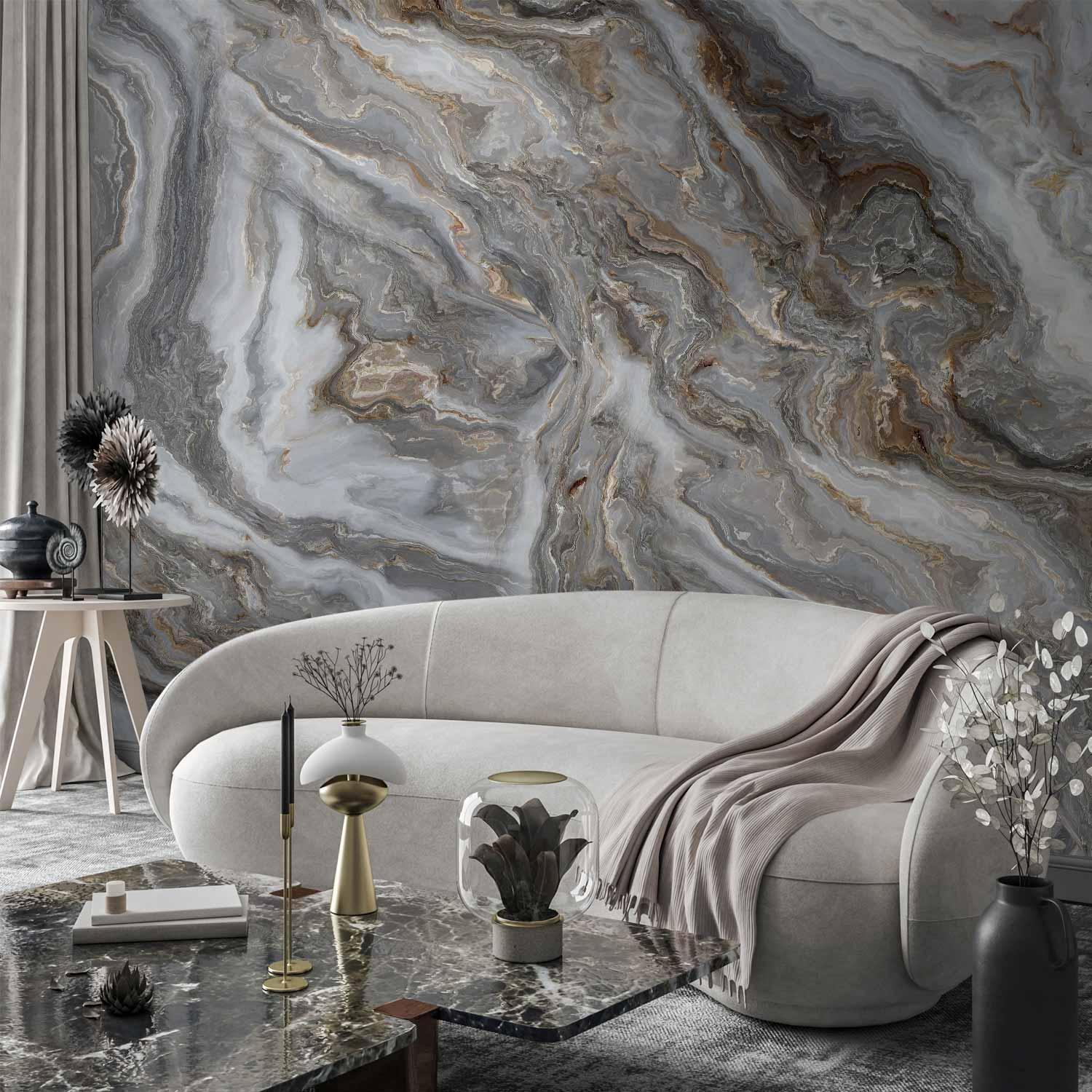 Papier peint - Stone Abstractions - Marble Textures in Neautral Tones