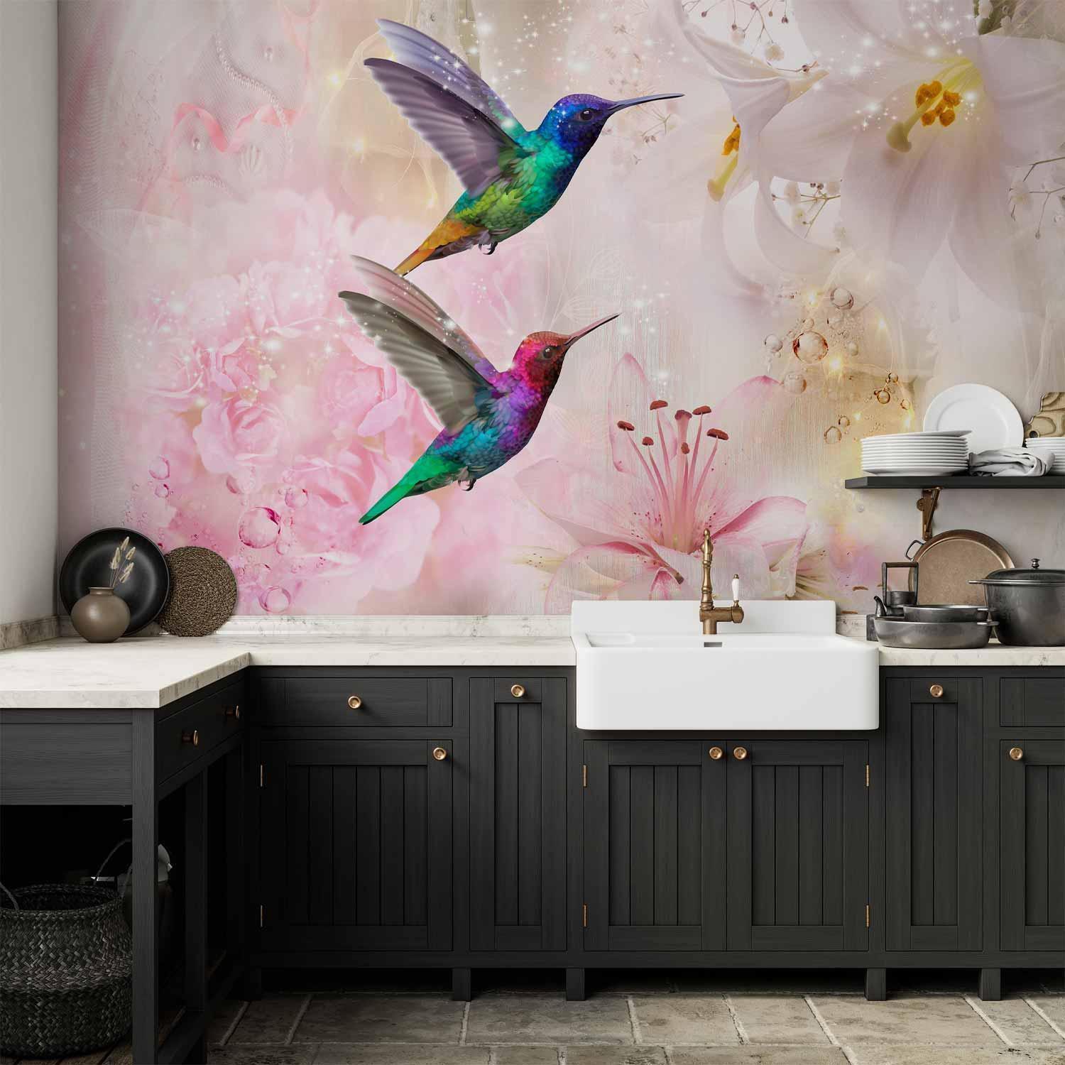 Papier peint - Colourful Hummingbirds (Pink)