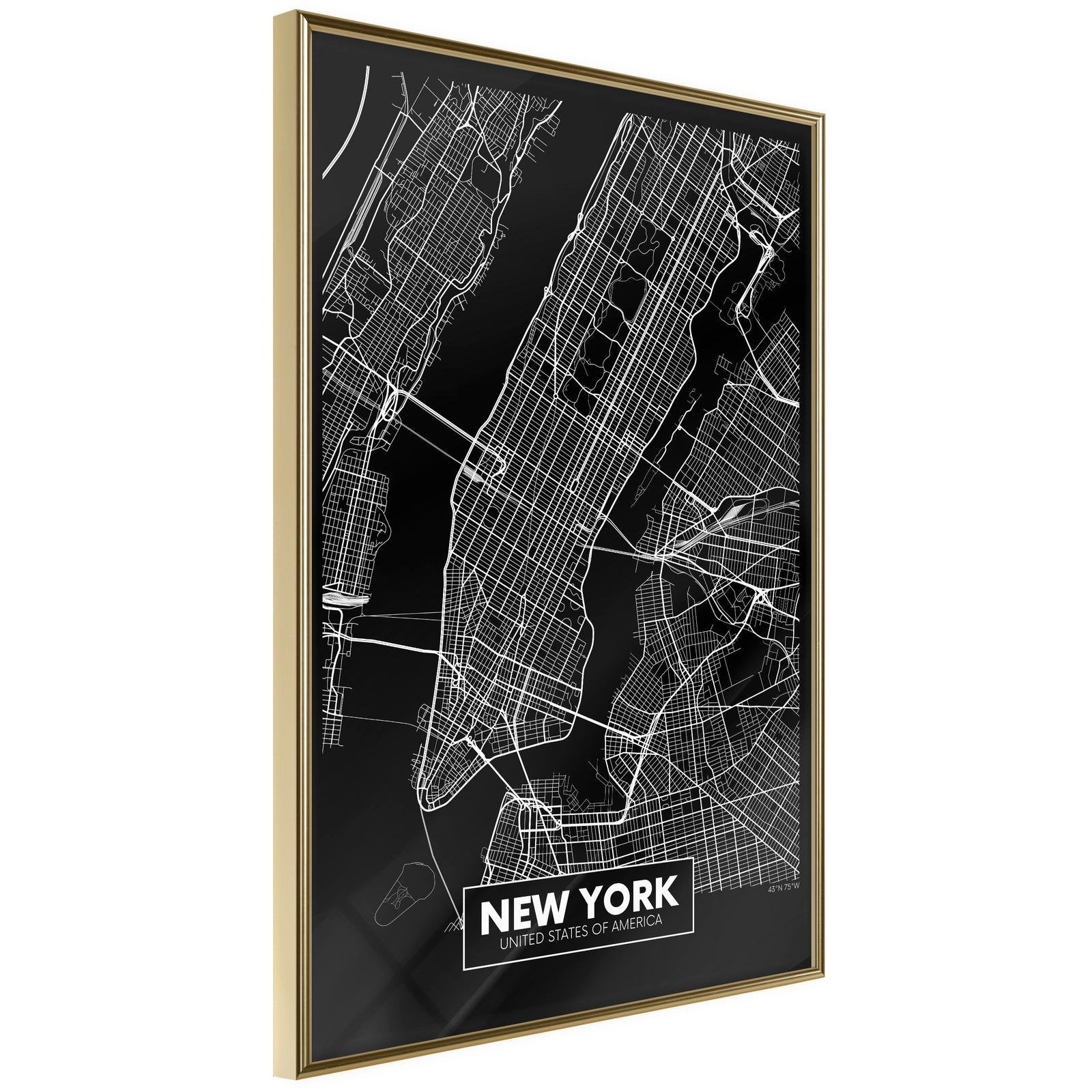 Affiche Carte de New York (Sombre)