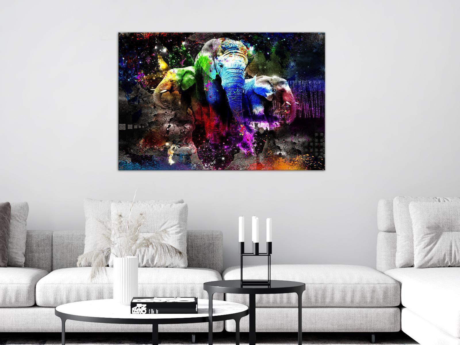 Tableau - Colorful Elephants (1 Part) Wide