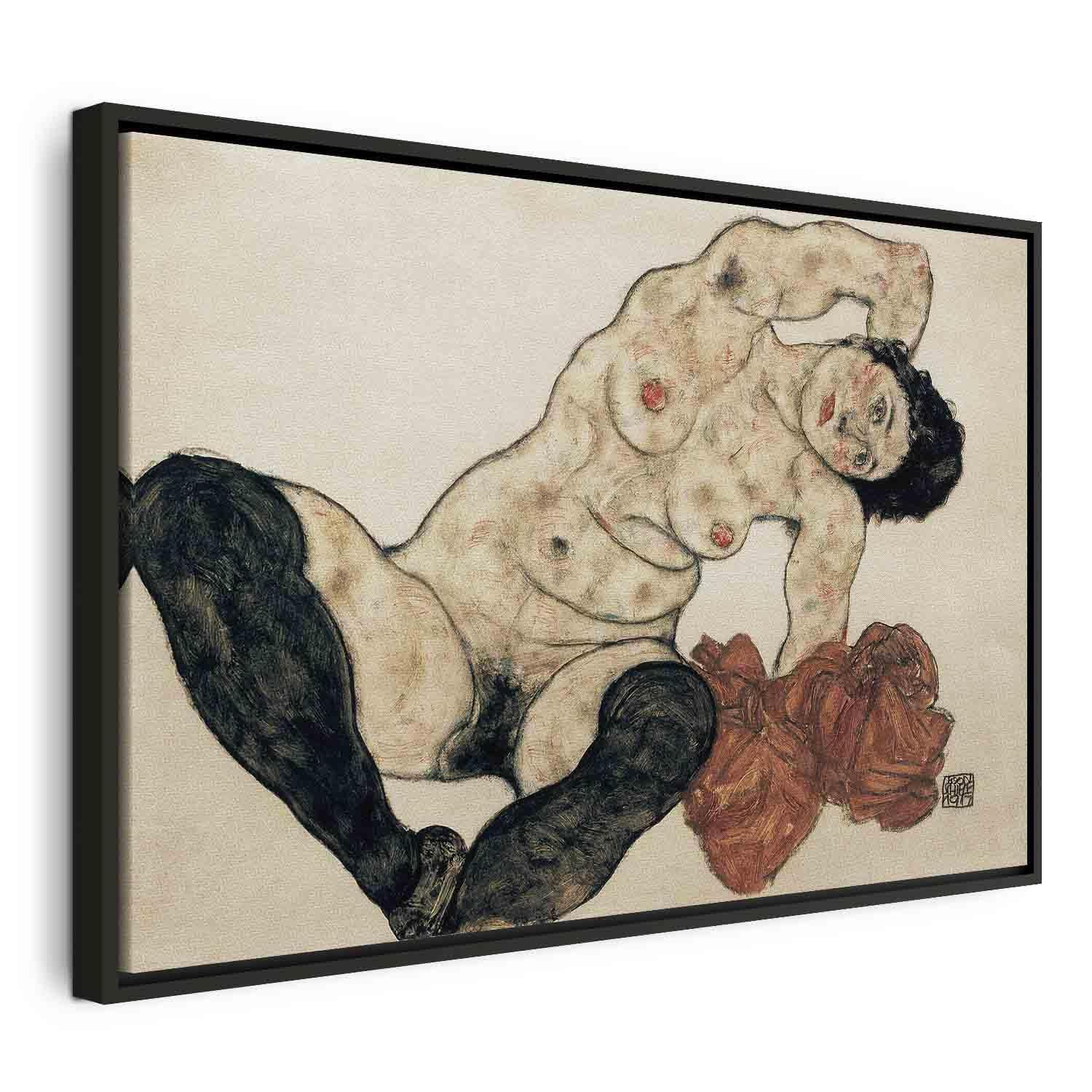 Tableau - Liegender Akt mit gelbem Handtuch (Egon Schiele)