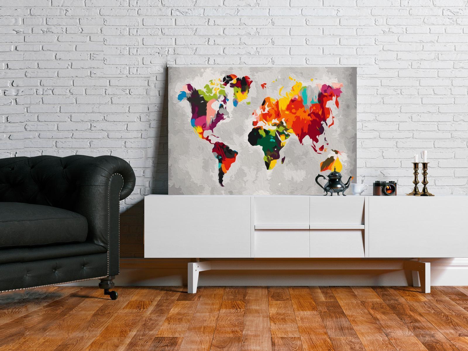 Peinture par numéros - World Map (Bright Colours)