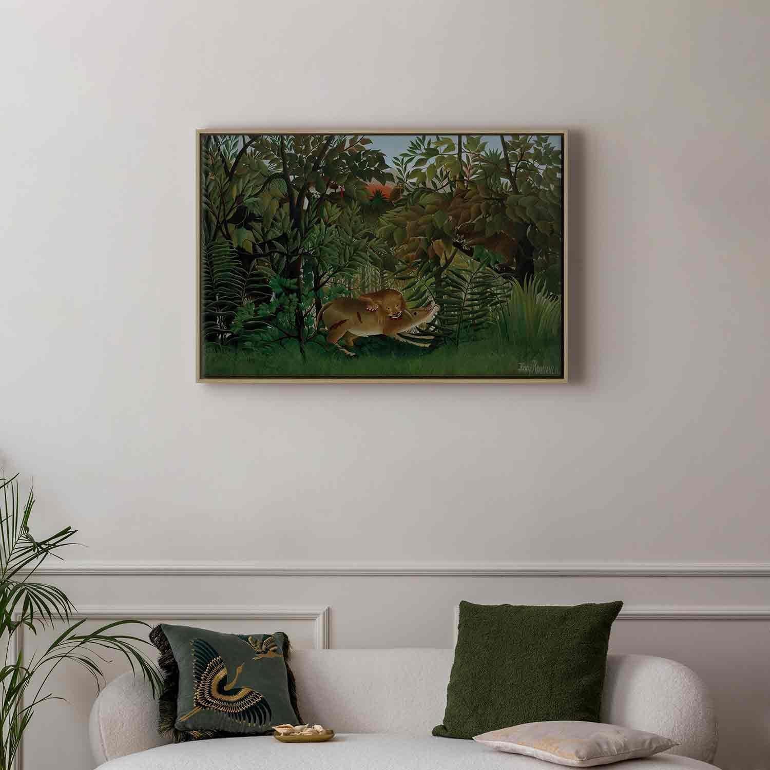 Tableau - Le Lion ayant faim se jette sur l'Antilope (Henri Rousseau)