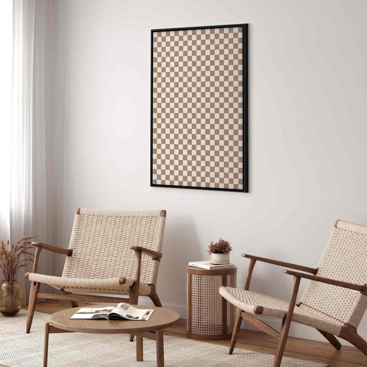 Tableau - Checkerboard Pattern - Brown-White Grid with a Subtle Noise